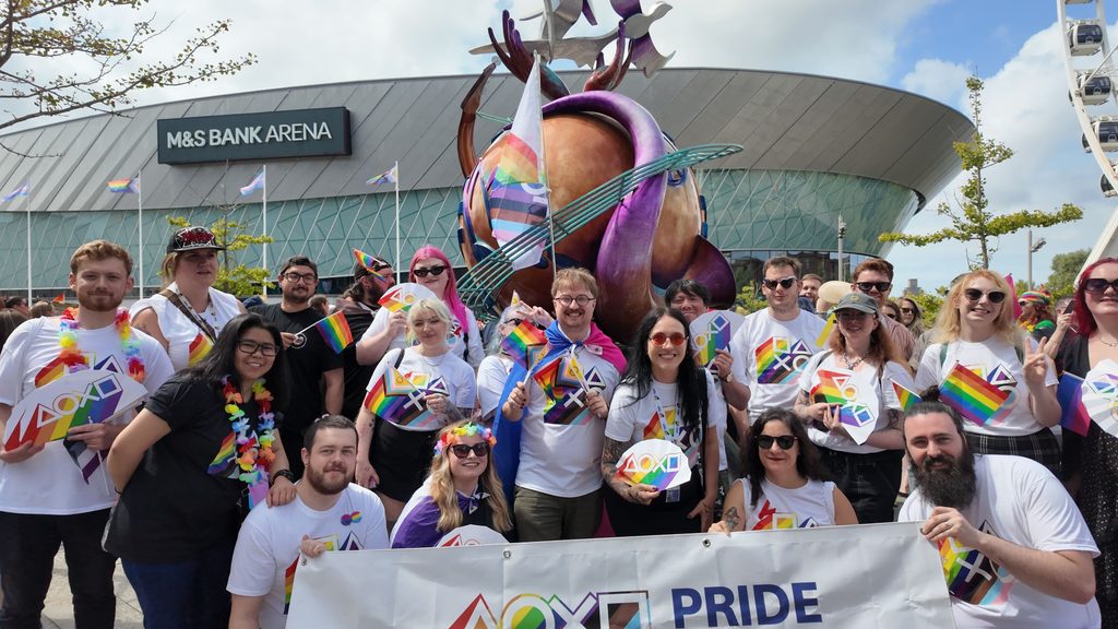 Liverpool-based Sony Interactive employees at a pride event.